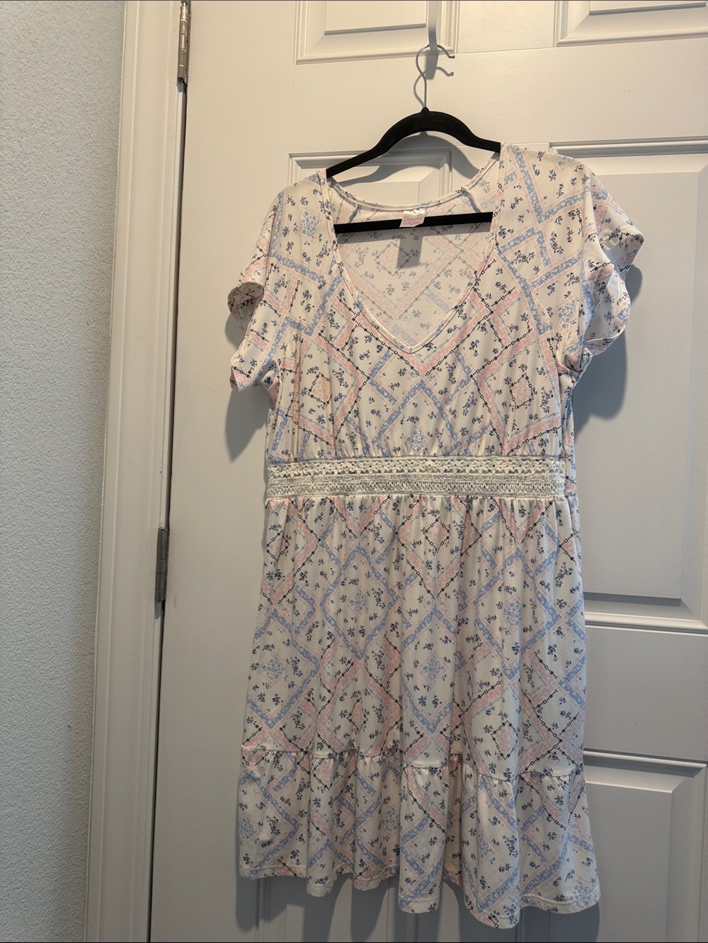 No Boundaries Pink and Light Blue Printed Top